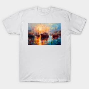 Seascape with a sailboats at sunset. T-Shirt